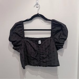 H&M Black Puffy Sleeve Top
